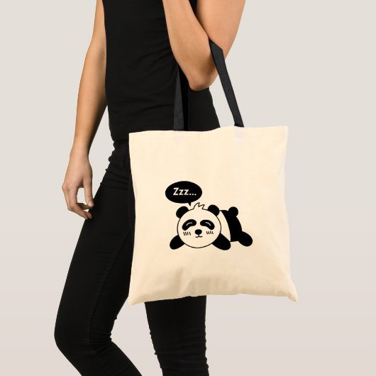 Cute Sleeping Panda Black and White Canvas tas (Voorkant (product))
