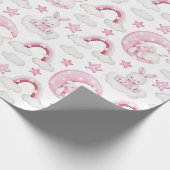 Cute Sleeping Rabbit Bunny on Cloud Bedtime Cadeaupapier (Hoek)