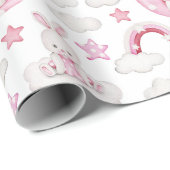 Cute Sleeping Rabbit Bunny on Cloud Bedtime Cadeaupapier (Rol Hoek)