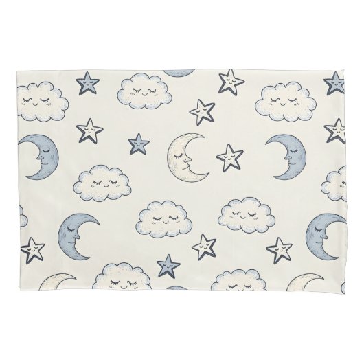 Cute Sleeping Stars, Moons and Clouds Kussensloop (Voorkant)