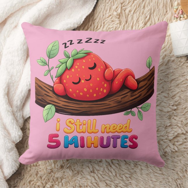 Cute Sleeping Strawberry – 20" Throw Pillow Kussen (Deken)