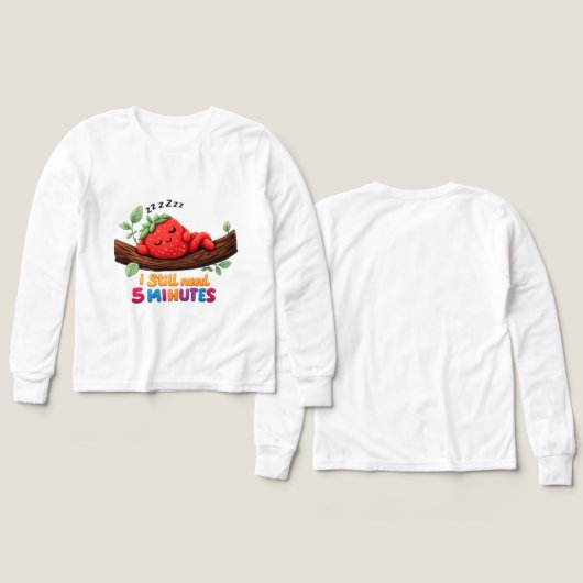 Cute Sleeping Strawberry Girls’ Long Sleev tshirt (Motif Recto et Verso)