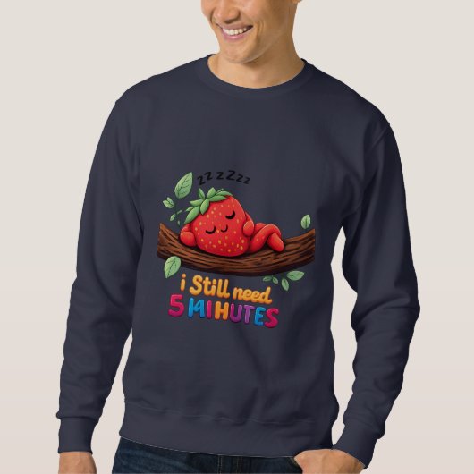 Cute Sleeping Strawberry Men’s Crewneck Sweatshit Trui (Voorkant)