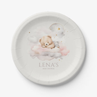Cute Sleeping Teddy Bear Baby shower Papieren Bordje