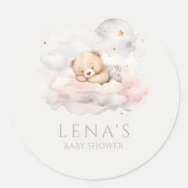 Cute Sleeping Teddy Bear Baby shower Ronde Sticker