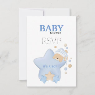 Cute Sleeping Teddy Bear Baby shower RSVP-kaart RSVP Kaartje