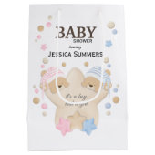 Cute Sleeping Teddy Bear Twins Baby shower Medium Medium Cadeauzakje (Achterkant)