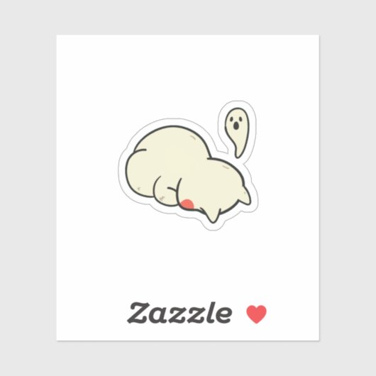 Cute Sleepy Blob Ghost Sticker (Feuille)