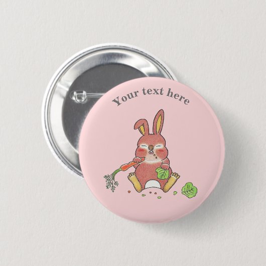 Cute Sleepy Bunny Rabbit Pink Ronde Button 5,7 Cm (Voorkant /achterkant)
