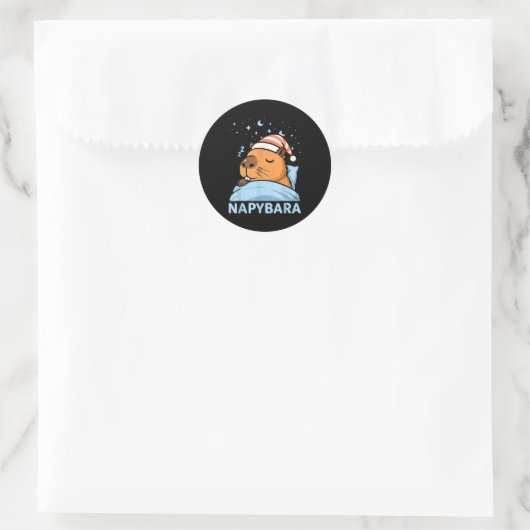 Cute Sleepy Capybara Funny Napybara Pajamas  Ronde Sticker (Tas)