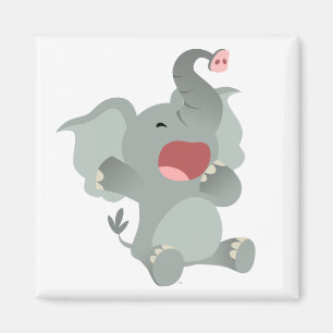 Cute Sleepy Cartoon Elephant  Magnet