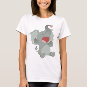 Cute Sleepy Cartoon Elephant Women T-Shirt