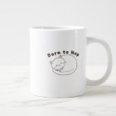 Cute Sleepy Cat “Nap First” Line Art Design Extra Grote Beker (Rechts)