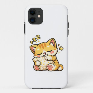Cute Sleepy Cat Pillow iPhone 11 Hoesje