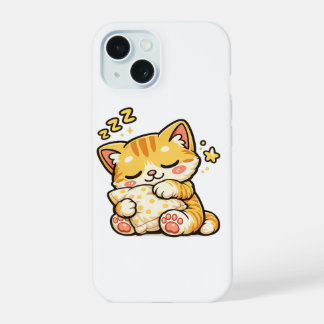 Cute Sleepy Cat Pillow iPhone 15 Hoesje