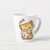 Cute Sleepy Cat Pillow Latte Mok (Rechterhoek)