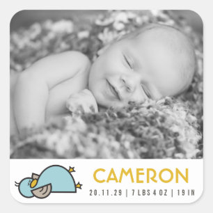 Cute Sleepy Duck New Birth Baby Photo Sticker