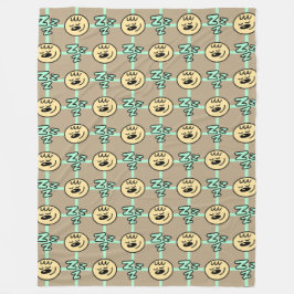 Cute Sleepy Faces and Zzz Pattern Fleece Deken