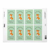 Cute Sleepy Little Fox Bookplate Etiket (Full Sheet)