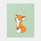 Cute Sleepy Little Fox Fleece Deken (Voorkant)