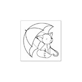 Cute Sleepy Little Fox onder Umbrella 2 Rubberstempel (Afrduk)