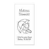 Cute Sleepy Little Fox onder Umbrella Address Rubberstempel (Afrduk)