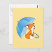 Cute Sleepy Little Fox onder Umbrella Briefkaart (Voorkant / Achterkant)
