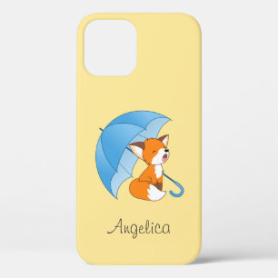 Cute Sleepy Little Fox onder Umbrella iPhone 12 Pro Hoesje
