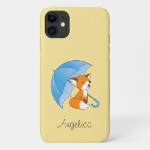 Cute Sleepy Little Fox onder Umbrella iPhone 11 Hoesje