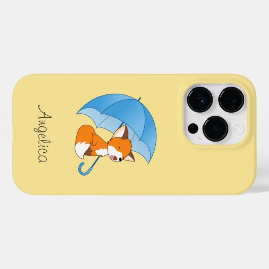 Cute Sleepy Little Fox onder Umbrella Case-Mate iPhone Case (Achterkant (horizontaal))