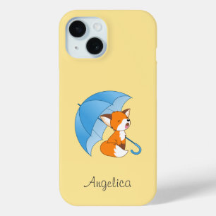 Cute Sleepy Little Fox onder Umbrella