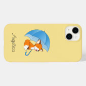 Cute Sleepy Little Fox onder Umbrella Case-Mate iPhone Case (Achterkant (horizontaal))