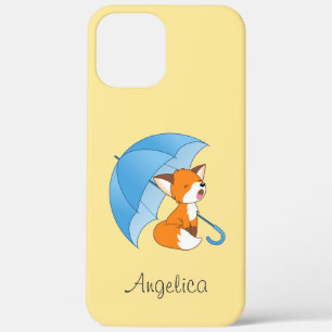 Cute Sleepy Little Fox onder Umbrella iPhone 12 Pro Max Hoesje