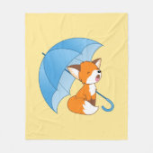 Cute Sleepy Little Fox onder Umbrella Fleece Deken (Voorkant)