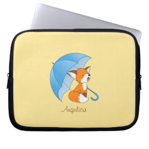 Cute Sleepy Little Fox onder Umbrella Laptop Sleeve