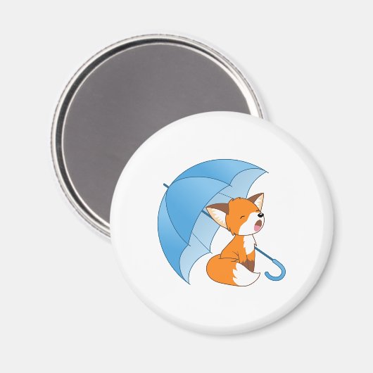 Cute Sleepy Little Fox onder Umbrella Magneet (Voorkant / Achterkant)