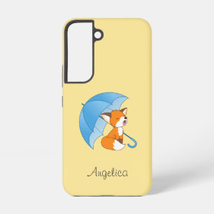 Cute Sleepy Little Fox onder Umbrella Samsung Galaxy Hoesje