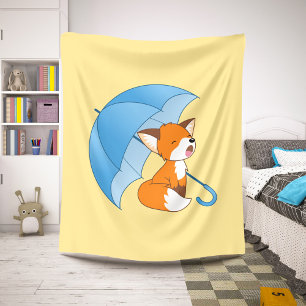 Cute Sleepy Little Fox onder Umbrella Sherpa Deken