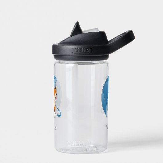 Cute Sleepy Little Fox onder Umbrella Waterfles (Links)