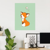 Cute Sleepy Little Fox Poster (Thuiskantoor)