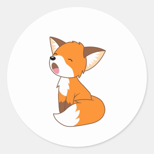 Cute Sleepy Little Fox Ronde Sticker (Voorkant)