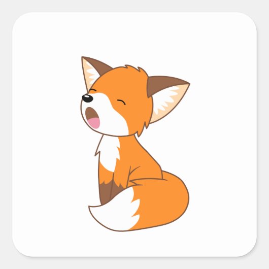 Cute Sleepy Little Fox Vierkante Sticker (Voorkant)