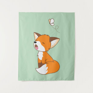 Cute Sleepy Little Fox Wandkleed