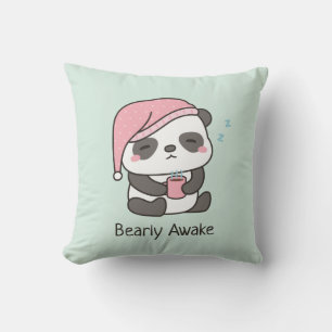 Cute Sleepy Panda Bearly Awake Pun goot kussen