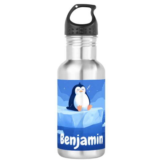 Cute Sleepy Penguin, Personalized Water Bottle Waterfles (Voorkant)