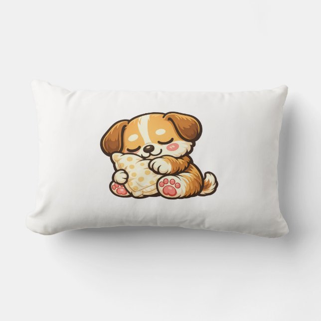 Cute Sleepy Puppy with Pillow Kussen (Voorkant)