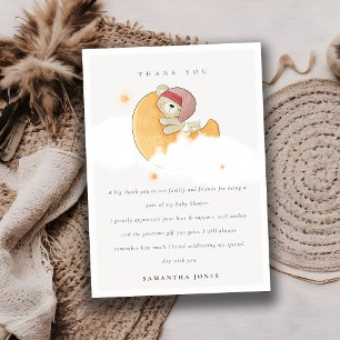 Cute Sleepy Roze Beer boven Moon Girl Baby shower Bedankkaart
