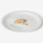 Cute Sleepy Roze Beer boven Moon Girl Baby shower Papieren Bordje (Gekanteld)