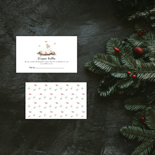 Cute Sleigh IJsbeer Luier Raffle Baby Shower Informatiekaartje