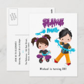 Cute Slime Feest Verjaardagsuitnodiging Briefkaart (Voorkant / Achterkant)